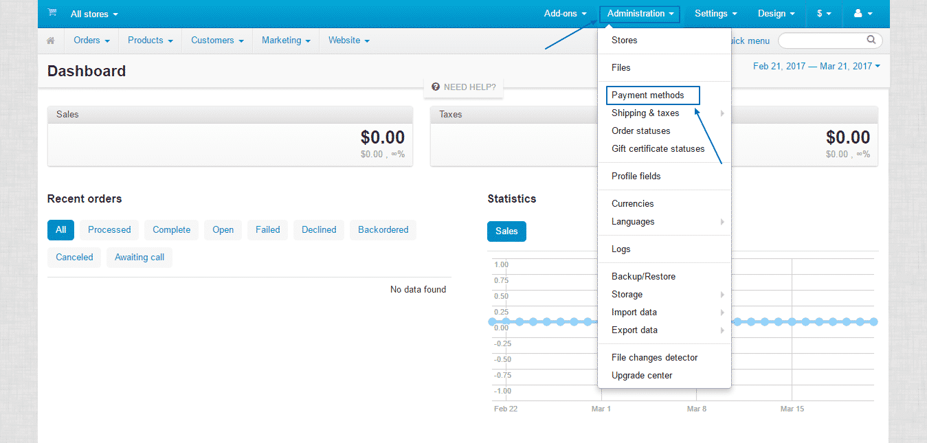How to manage payment methods in cs-cart?