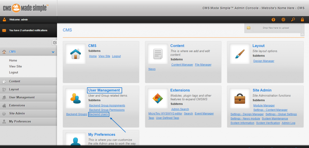 How to manage users and groups in CMS Made Simple?