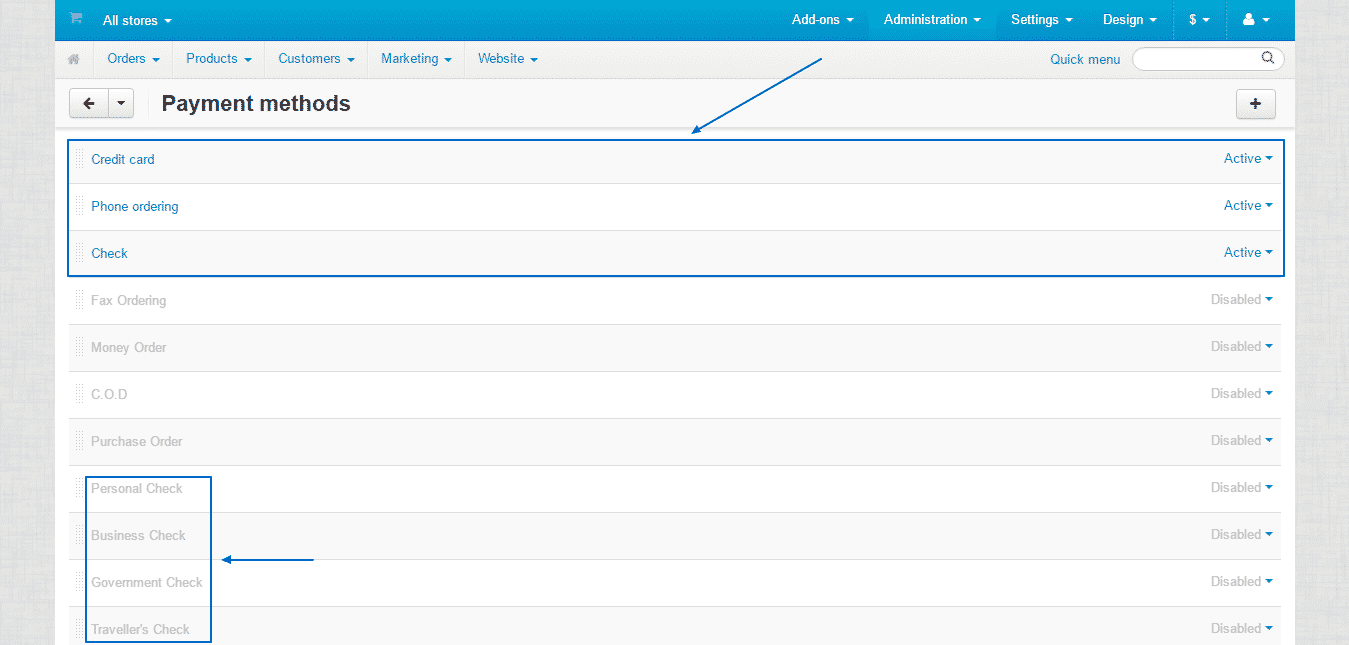 How to manage payment methods in cs-cart?