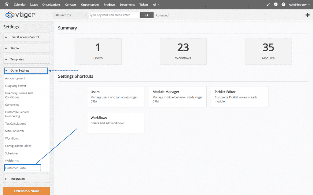 How to install customer portal module on your vTiger CRM?