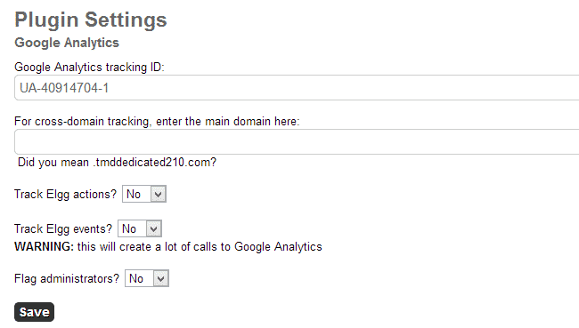 Google Analytics integration in Elgg