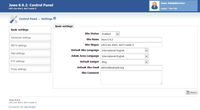 How to change Jaws settings?