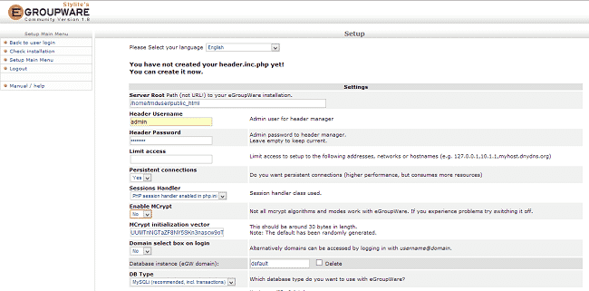 eGroupware manual installation