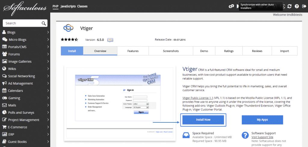 How to install vTiger automatically?