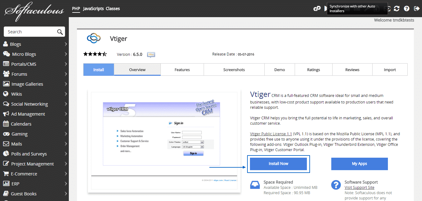 vtiger installation