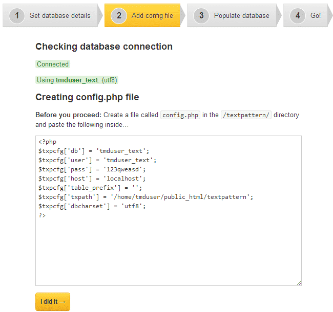 TextPattern manual installation