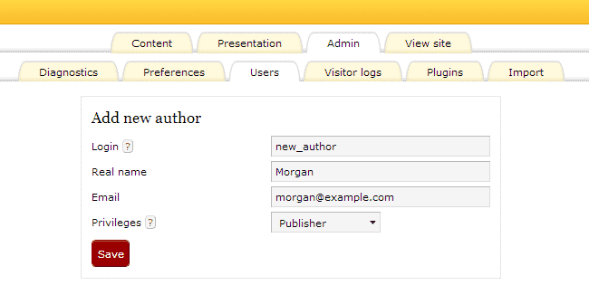 How to add new author in Textpattern?