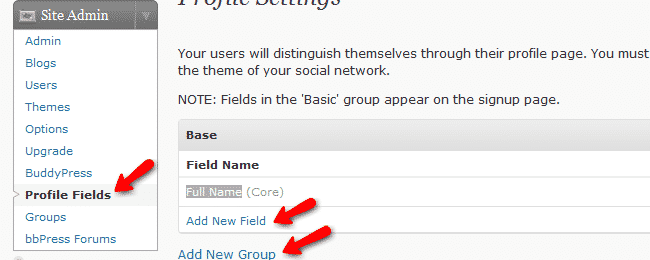 How to create profile fields and groups?