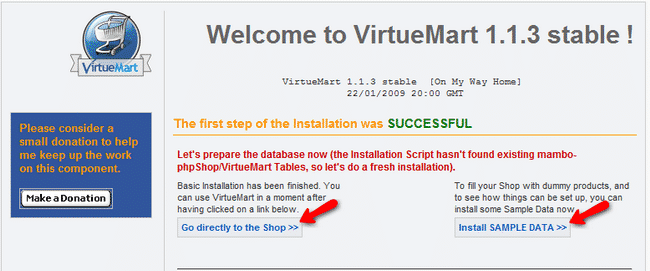 VirtueMart installation