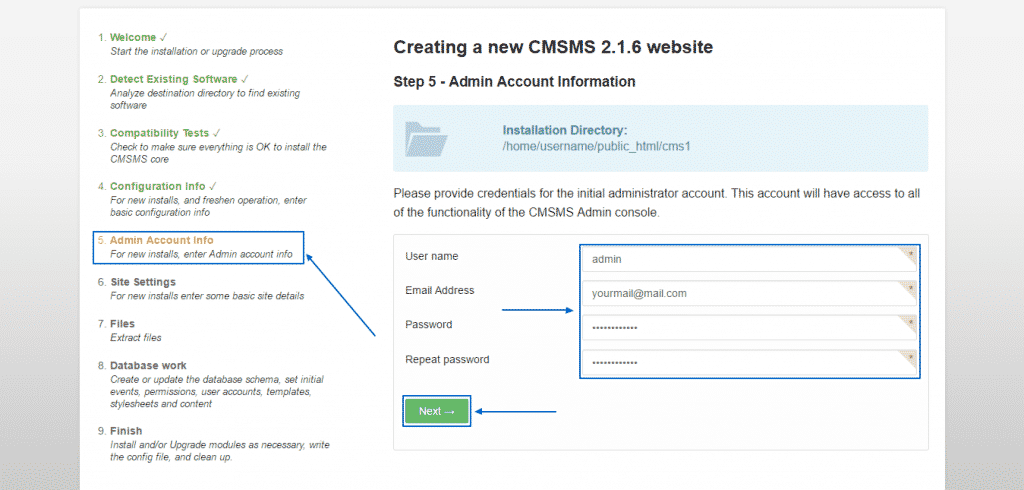 How to install CMS made simple manually?