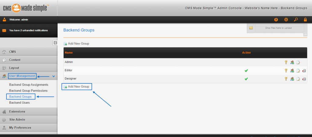 How to manage users and groups in CMS Made Simple?