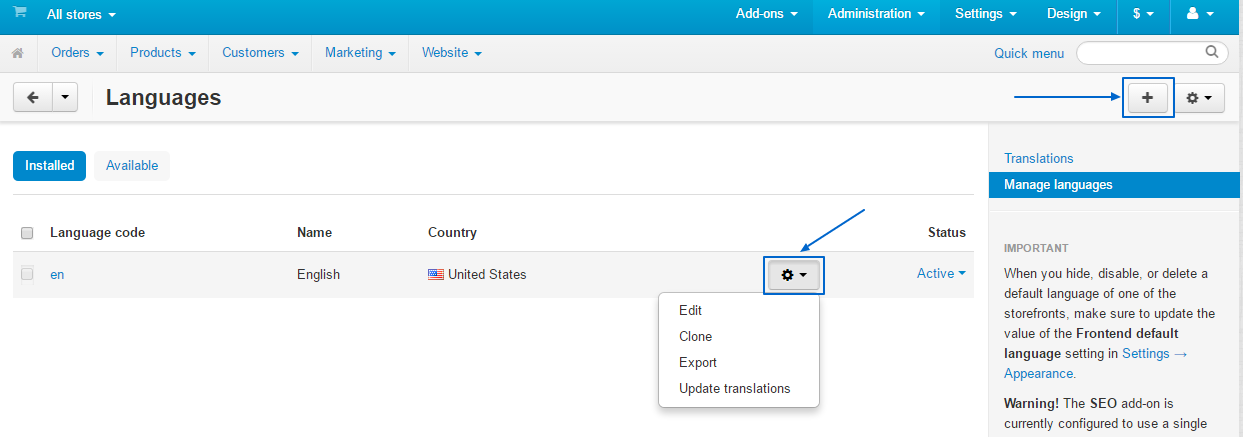 CS-Cart Administration overview