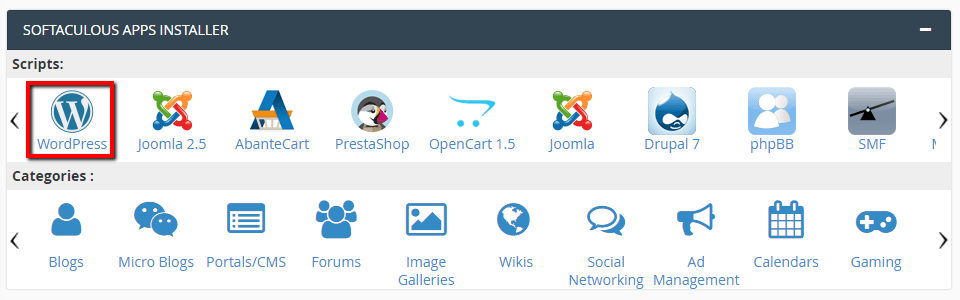 Wordpress Softaculous