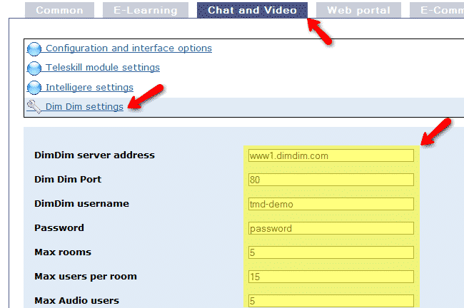 How to configure your Docebo with DimDim and Teleskill?