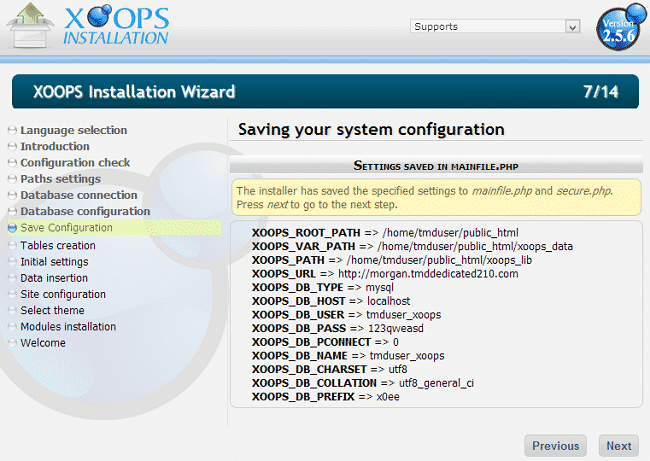 System Config save