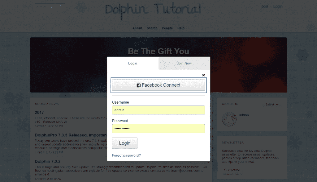 How to allow login with facebook on my dolphin website?